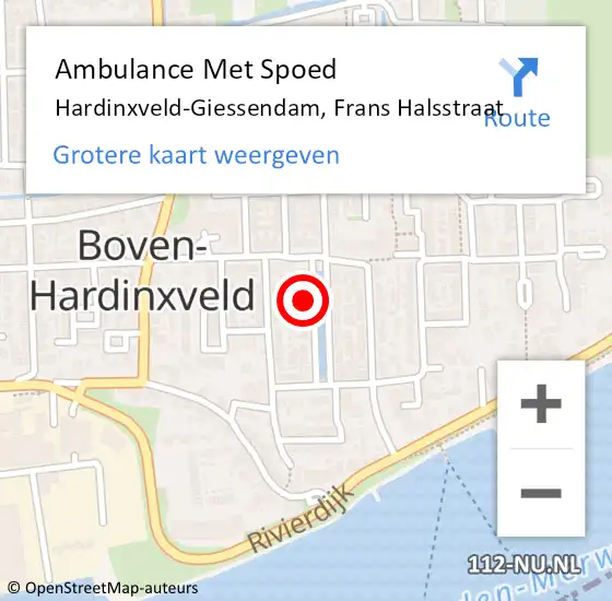 Locatie op kaart van de 112 melding: Ambulance Met Spoed Naar Hardinxveld-Giessendam, Frans Halsstraat op 22 januari 2017 23:53