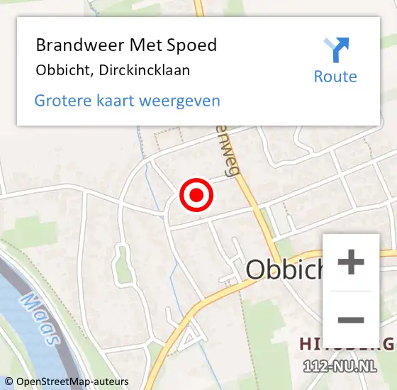 Locatie op kaart van de 112 melding: Brandweer Met Spoed Naar Obbicht, Dirckincklaan op 23 januari 2017 00:11