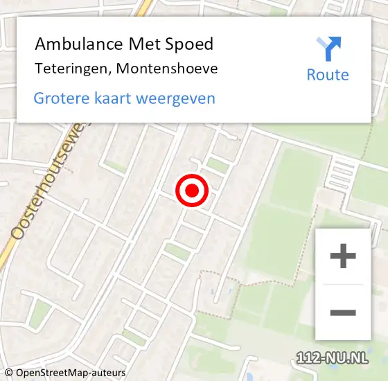 Locatie op kaart van de 112 melding: Ambulance Met Spoed Naar Teteringen, Montenshoeve op 23 januari 2017 02:37