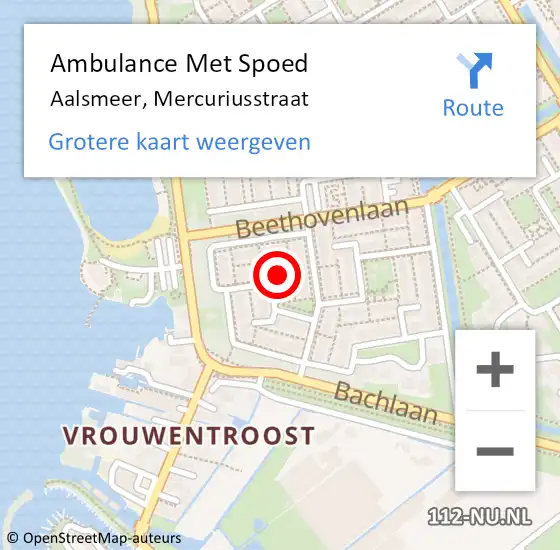 Locatie op kaart van de 112 melding: Ambulance Met Spoed Naar Aalsmeer, Mercuriusstraat op 23 januari 2017 04:11