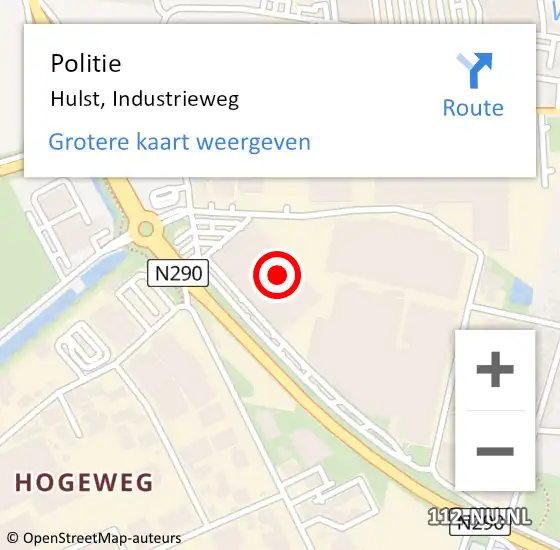 Locatie op kaart van de 112 melding: Politie Hulst, Industrieweg op 23 januari 2017 07:40