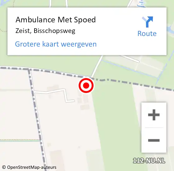 Locatie op kaart van de 112 melding: Ambulance Met Spoed Naar Zeist, Bisschopsweg op 23 januari 2017 07:58