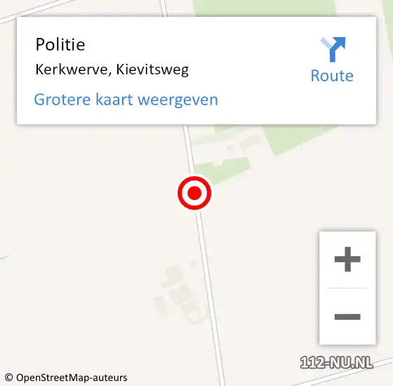 Locatie op kaart van de 112 melding: Politie Kerkwerve, Kievitsweg op 23 januari 2017 08:06