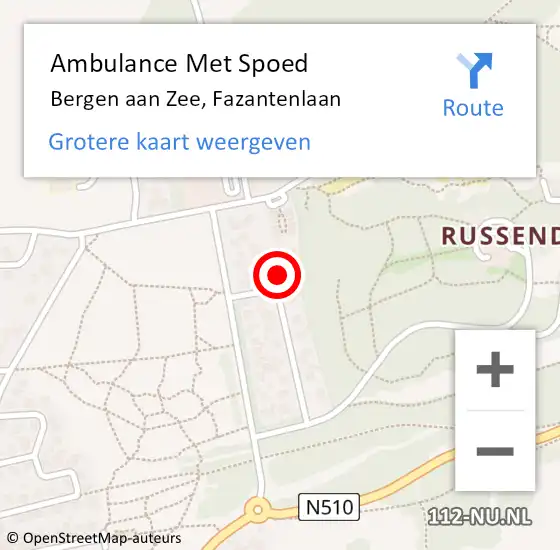 Locatie op kaart van de 112 melding: Ambulance Met Spoed Naar Bergen aan Zee, Fazantenlaan op 23 januari 2017 08:50