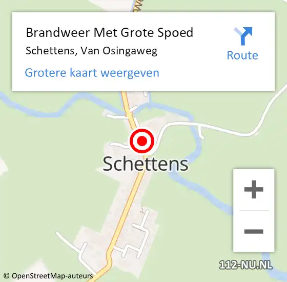 Locatie op kaart van de 112 melding: Brandweer Met Grote Spoed Naar Schettens, Van Osingaweg op 23 januari 2017 09:00