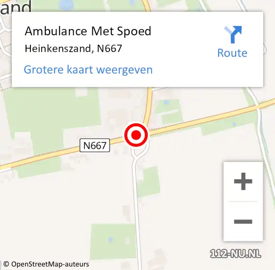 Locatie op kaart van de 112 melding: Ambulance Met Spoed Naar Heinkenszand, N667 op 23 januari 2017 09:11