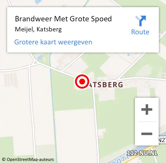 Locatie op kaart van de 112 melding: Brandweer Met Grote Spoed Naar Meijel, Katsberg op 23 januari 2017 09:49