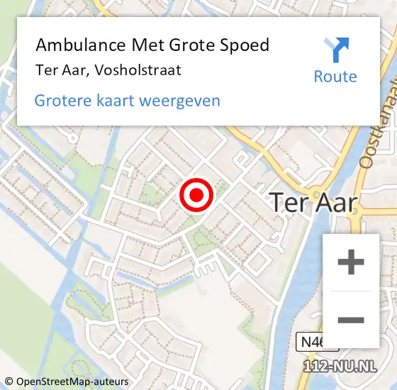 Locatie op kaart van de 112 melding: Ambulance Met Grote Spoed Naar Ter Aar, Vosholstraat op 23 januari 2017 09:58