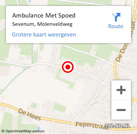 Locatie op kaart van de 112 melding: Ambulance Met Spoed Naar Sevenum, Molenveldweg op 23 januari 2017 10:18