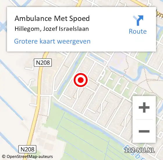 Locatie op kaart van de 112 melding: Ambulance Met Spoed Naar Hillegom, Jozef Israelslaan op 23 januari 2017 10:31