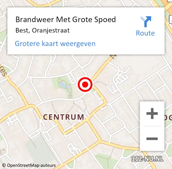 Locatie op kaart van de 112 melding: Brandweer Met Grote Spoed Naar Best, Oranjestraat op 23 januari 2017 11:16