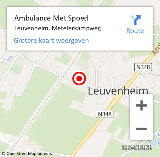 Locatie op kaart van de 112 melding: Ambulance Met Spoed Naar Leuvenheim, Metelerkampweg op 23 januari 2017 11:48
