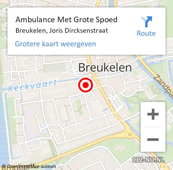 Locatie op kaart van de 112 melding: Ambulance Met Grote Spoed Naar Breukelen, Joris Dircksenstraat op 23 januari 2017 11:59