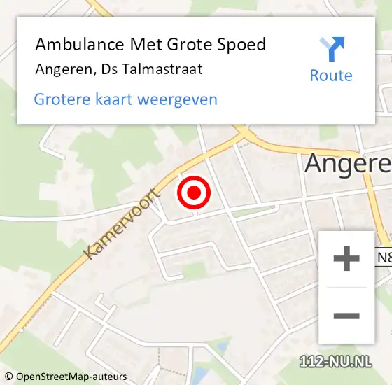 Locatie op kaart van de 112 melding: Ambulance Met Grote Spoed Naar Angeren, Ds Talmastraat op 23 januari 2017 12:46