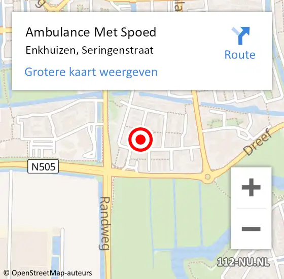 Locatie op kaart van de 112 melding: Ambulance Met Spoed Naar Enkhuizen, Seringenstraat op 23 januari 2017 12:59