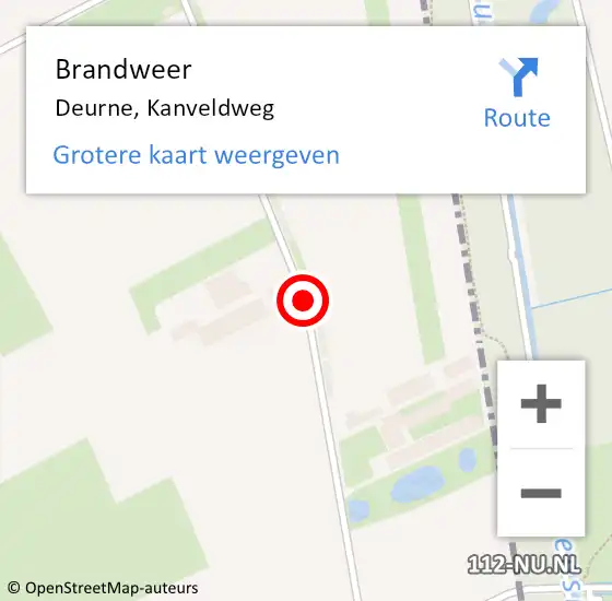 Locatie op kaart van de 112 melding: Brandweer Deurne, Kanveldweg op 23 januari 2017 13:00