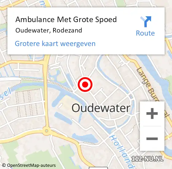 Locatie op kaart van de 112 melding: Ambulance Met Grote Spoed Naar Oudewater, Rodezand op 23 januari 2017 13:11