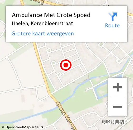 Locatie op kaart van de 112 melding: Ambulance Met Grote Spoed Naar Haelen, Korenbloemstraat op 23 januari 2017 13:14