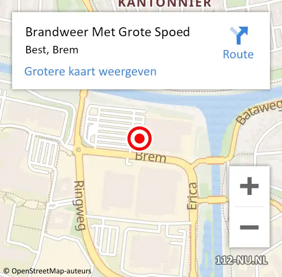 Locatie op kaart van de 112 melding: Brandweer Met Grote Spoed Naar Best, Brem op 23 januari 2017 13:38