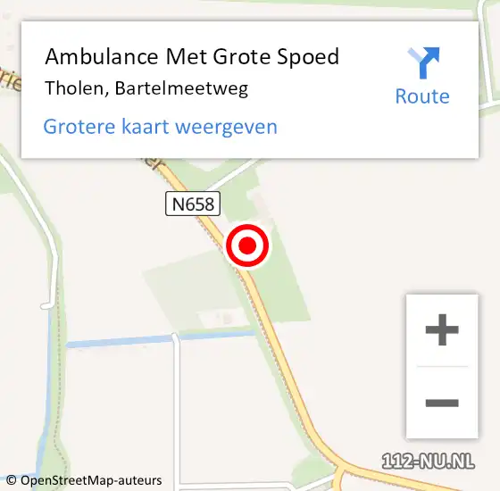 Locatie op kaart van de 112 melding: Ambulance Met Grote Spoed Naar Tholen, Bartelmeetweg op 23 januari 2017 13:55