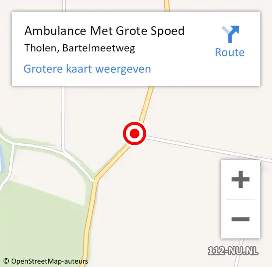 Locatie op kaart van de 112 melding: Ambulance Met Grote Spoed Naar Tholen, Bartelmeetweg op 23 januari 2017 13:59