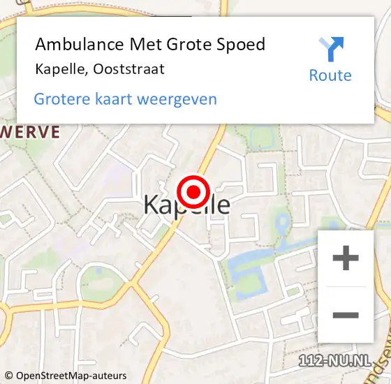 Locatie op kaart van de 112 melding: Ambulance Met Grote Spoed Naar Kapelle, Ooststraat op 23 januari 2017 14:38