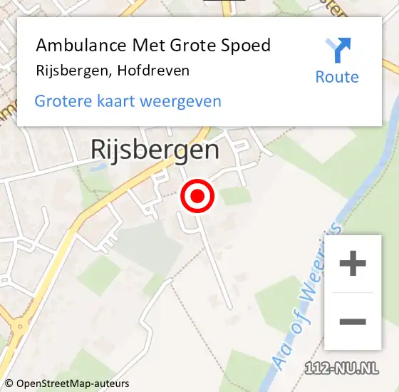 Locatie op kaart van de 112 melding: Ambulance Met Grote Spoed Naar Rijsbergen, Hofdreven op 23 januari 2017 14:58