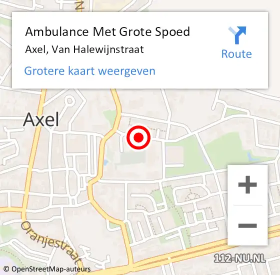 Locatie op kaart van de 112 melding: Ambulance Met Grote Spoed Naar Axel, Van Halewijnstraat op 23 januari 2017 15:12