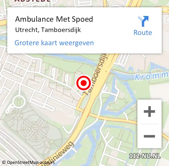 Locatie op kaart van de 112 melding: Ambulance Met Spoed Naar Utrecht, Tamboersdijk op 23 januari 2017 15:17