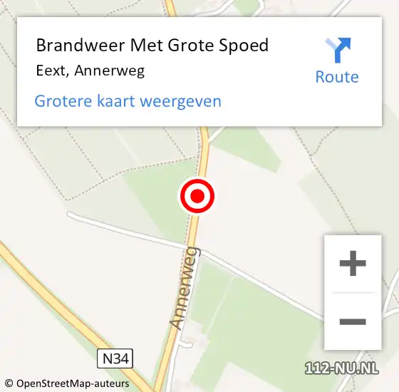 Locatie op kaart van de 112 melding: Brandweer Met Grote Spoed Naar Eext, Annerweg op 23 januari 2017 15:37