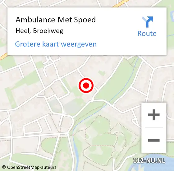 Locatie op kaart van de 112 melding: Ambulance Met Spoed Naar Heel, Broekweg op 23 januari 2017 15:42