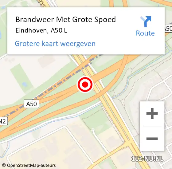 Locatie op kaart van de 112 melding: Brandweer Met Grote Spoed Naar Eindhoven, A50 L op 23 januari 2017 16:40