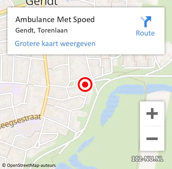 Locatie op kaart van de 112 melding: Ambulance Met Spoed Naar Gendt, Torenlaan op 23 januari 2017 17:09