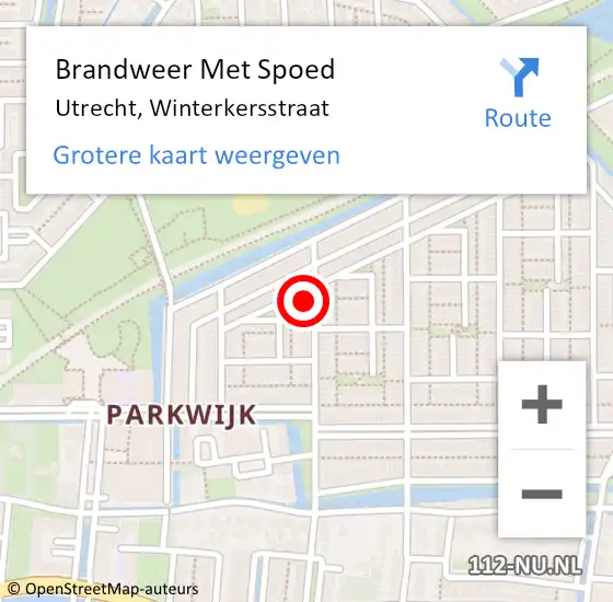Locatie op kaart van de 112 melding: Brandweer Met Spoed Naar Utrecht, Winterkersstraat op 23 januari 2017 17:34