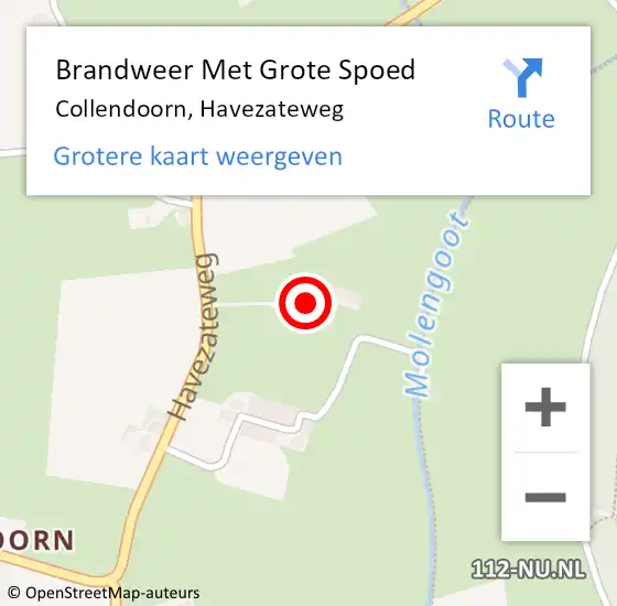 Locatie op kaart van de 112 melding: Brandweer Met Grote Spoed Naar Collendoorn, Havezateweg op 23 januari 2017 18:33