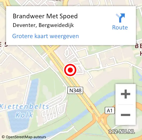 Locatie op kaart van de 112 melding: Brandweer Met Spoed Naar Deventer, Bergweidedijk op 23 januari 2017 18:34