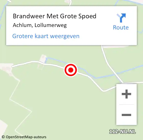 Locatie op kaart van de 112 melding: Brandweer Met Grote Spoed Naar Achlum, Lollumerweg op 23 januari 2017 18:36