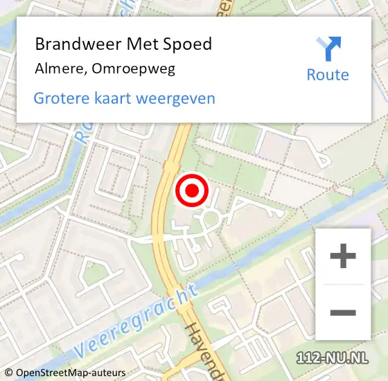 Locatie op kaart van de 112 melding: Brandweer Met Spoed Naar Almere, Omroepweg op 23 januari 2017 19:03