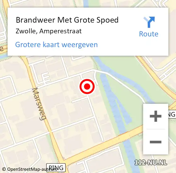 Locatie op kaart van de 112 melding: Brandweer Met Grote Spoed Naar Zwolle, Amperestraat op 23 januari 2017 19:16