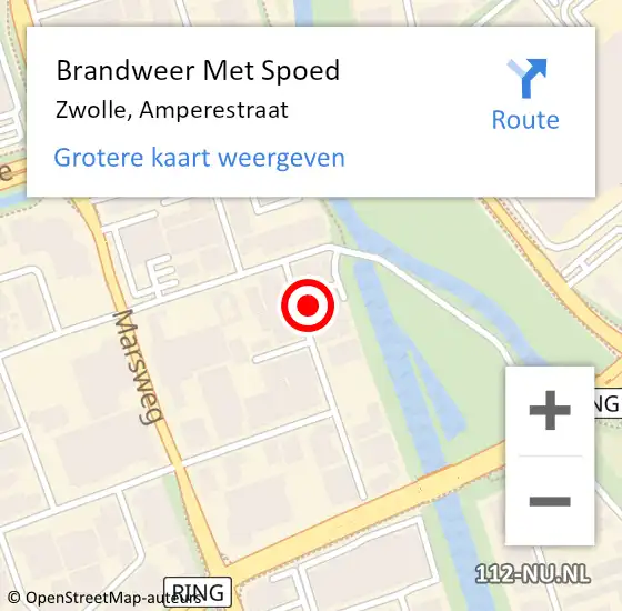 Locatie op kaart van de 112 melding: Brandweer Met Spoed Naar Zwolle, Amperestraat op 23 januari 2017 19:39