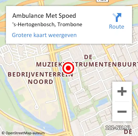 Locatie op kaart van de 112 melding: Ambulance Met Spoed Naar 's-Hertogenbosch, Trombone op 23 januari 2017 20:16