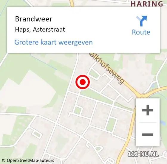 Locatie op kaart van de 112 melding: Brandweer Haps, Asterstraat op 23 januari 2017 20:18