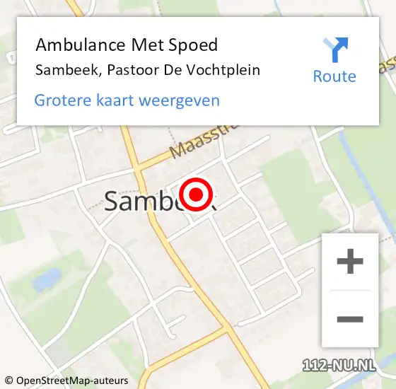 Locatie op kaart van de 112 melding: Ambulance Met Spoed Naar Sambeek, Pastoor De Vochtplein op 8 januari 2014 20:04