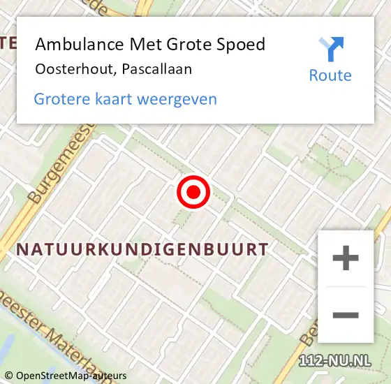 Locatie op kaart van de 112 melding: Ambulance Met Grote Spoed Naar Oosterhout, Pascallaan op 23 januari 2017 21:22