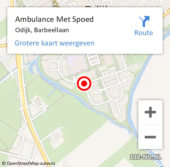 Locatie op kaart van de 112 melding: Ambulance Met Spoed Naar Odijk, Barbeellaan op 23 januari 2017 21:37