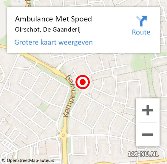 Locatie op kaart van de 112 melding: Ambulance Met Spoed Naar Oirschot, De Gaanderij op 23 januari 2017 21:41