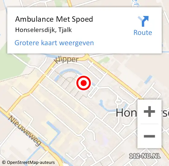 Locatie op kaart van de 112 melding: Ambulance Met Spoed Naar Honselersdijk, Tjalk op 23 januari 2017 22:25