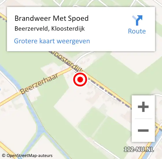 Locatie op kaart van de 112 melding: Brandweer Met Spoed Naar Beerzerveld, Kloosterdijk op 23 januari 2017 23:50