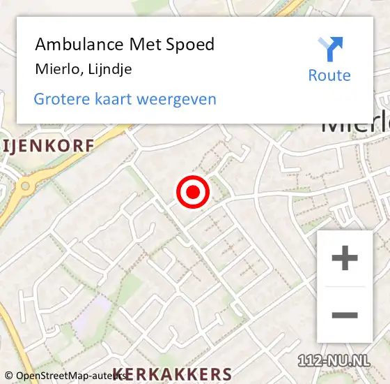 Locatie op kaart van de 112 melding: Ambulance Met Spoed Naar Mierlo, Lijndje op 24 januari 2017 01:00