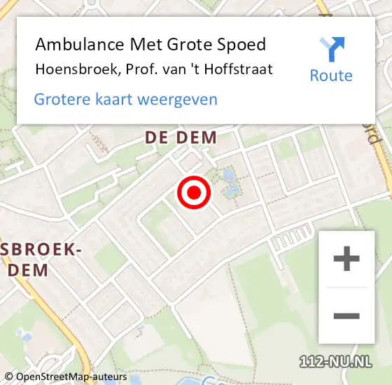 Locatie op kaart van de 112 melding: Ambulance Met Grote Spoed Naar Hoensbroek, Prof. van 't Hoffstraat op 8 januari 2014 20:31